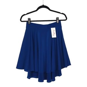 KATHY Royal Blue Draped Fit & Flare A-Line Skater Skirt Large NWT